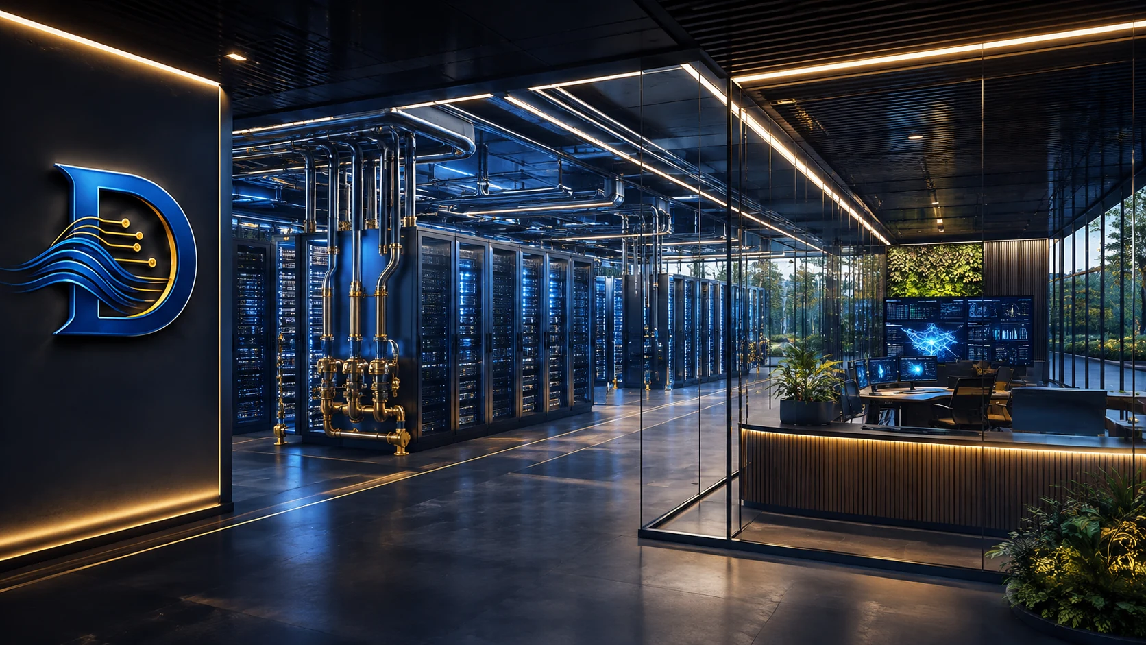 Illustrative observation gallery adjacent to AI infrastructure